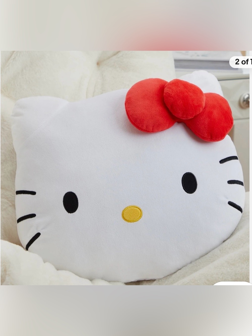 Sanrio Hello Kitty XL Face Cushion Red Bow Plush Pillow Jumbo Sized